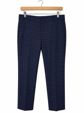 Banana Republic Ryan Pants 12 Navy Horizontal Pinstripe Slim Straight Career NWT